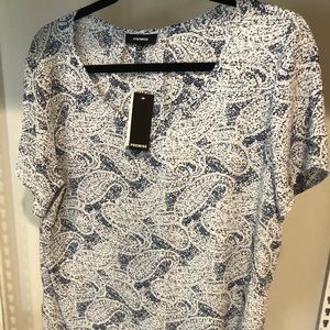 Blue and White Blouse